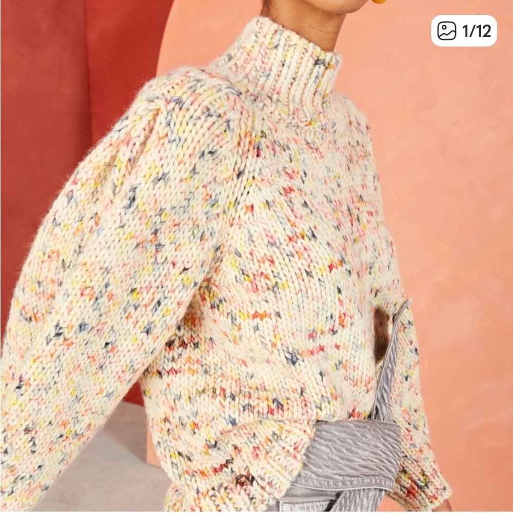 Ulla‎ Johnson Wilder Pullover Sweater in Mixte Speckled Wool size P